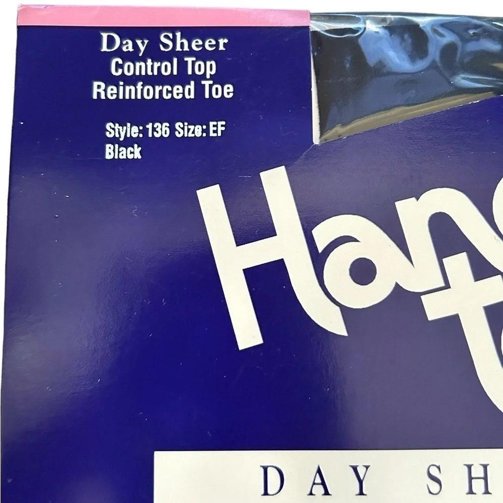 New In Package Vintage Hanes Too Black Day Sheer Control Top Pantyhose Size EF